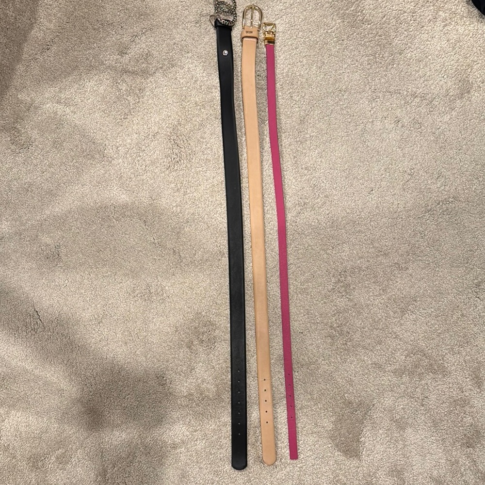 Elegant Women's Belt Set - Black, Tan, Pink